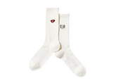 KAWS x Uniqlo Warhol 476591 Socks White (White With Grey Kaws Bear and Lips)
